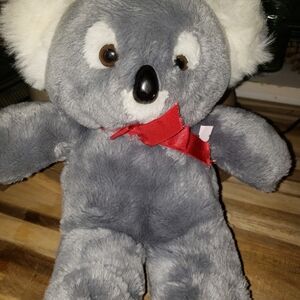 Gray Koala Plush Toy with Red Bow